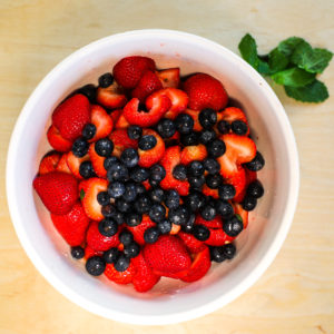 Watermelon, Strawberries and Blueberries.